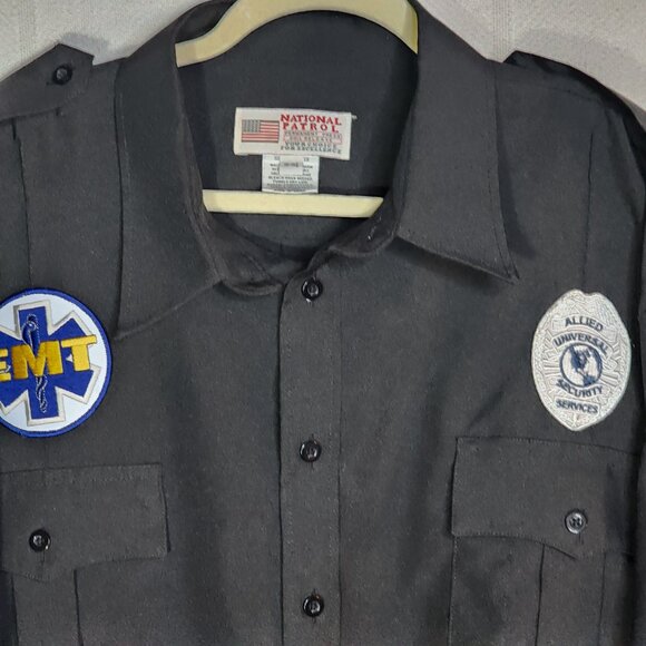 National Patrol Permanent Press Black SS Allied Universal EMT Work Shirt 19-19.5 - Picture 4 of 16